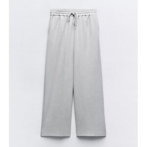 Zara Grey Linen Look Wide Leg Pants